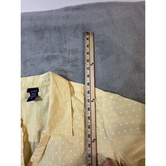 Basic Editions Plus Size 4X Yellow Polka Dot Button Down Shirt Short Sleeve - Picture 8 of 8